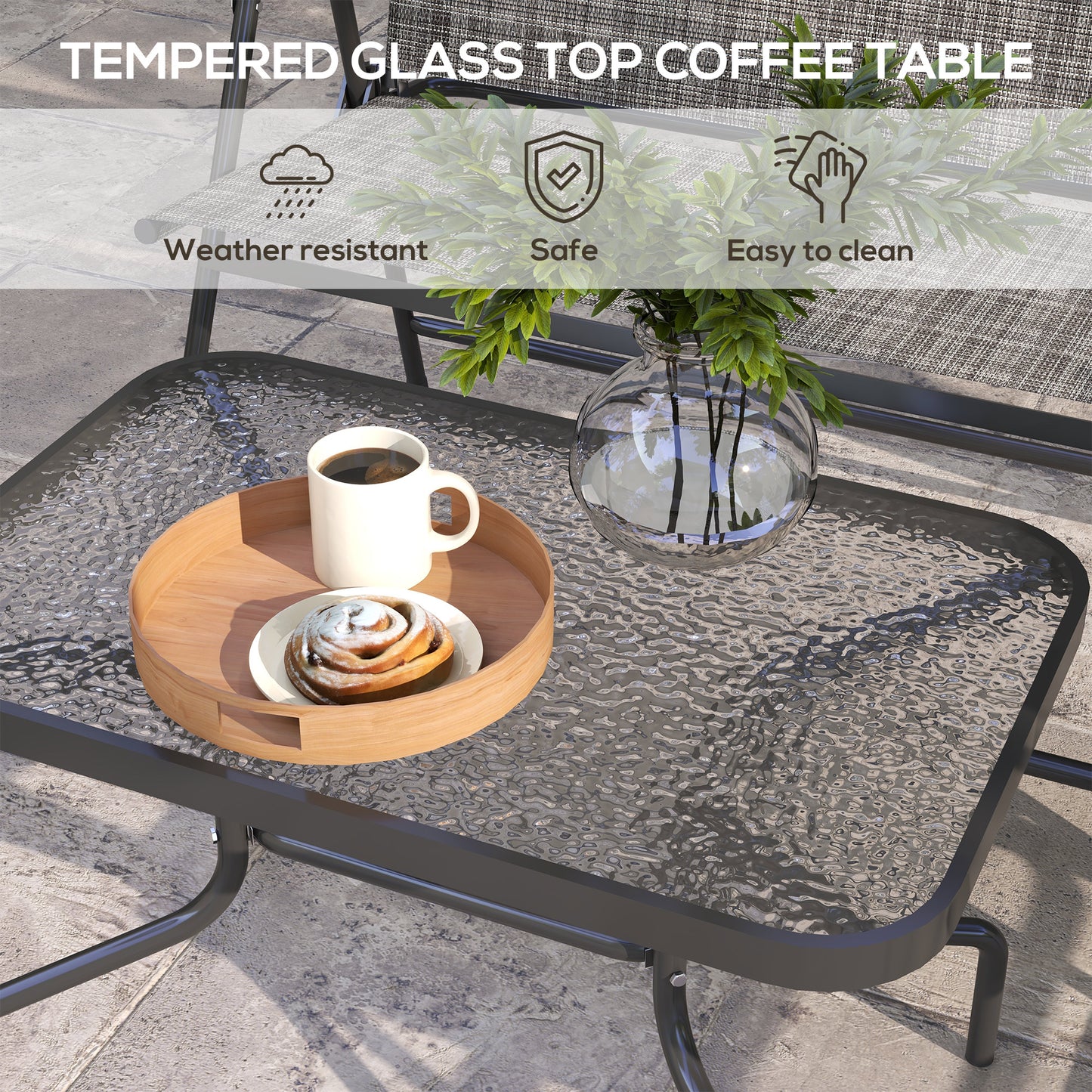 Patio Furniture Set, Garden Set w/ Table, Foldable Chairs, a Loveseat