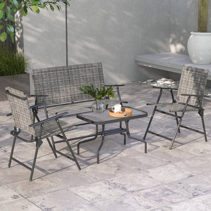 Patio Furniture Set, Garden Set w/ Table, Foldable Chairs, a Loveseat