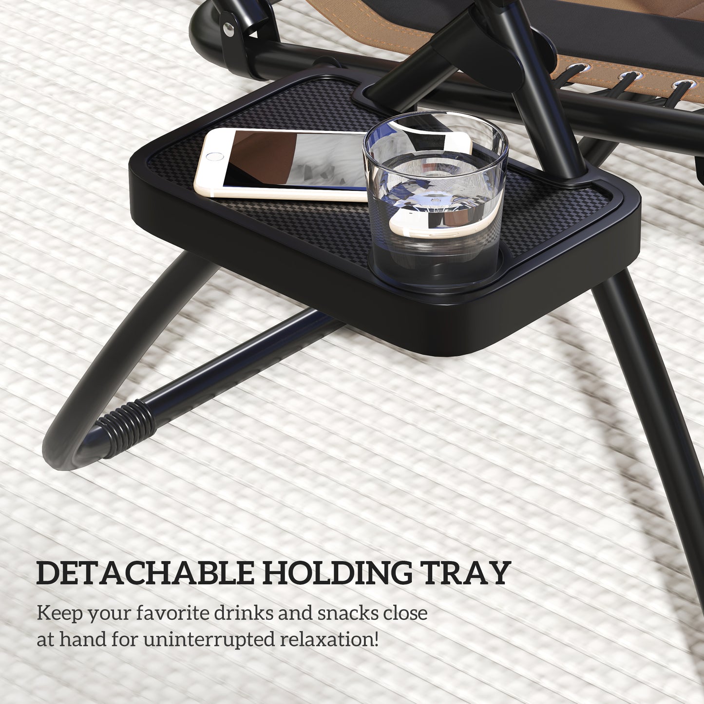 2 Pcs Zero Gravity Lounger Chair, Folding Reclining Chair, Brown