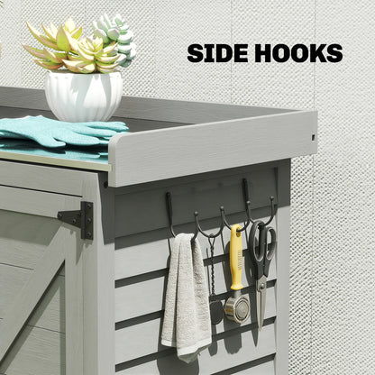 Wooden Garden Shed, Garden Tool Storage Shed, Grey