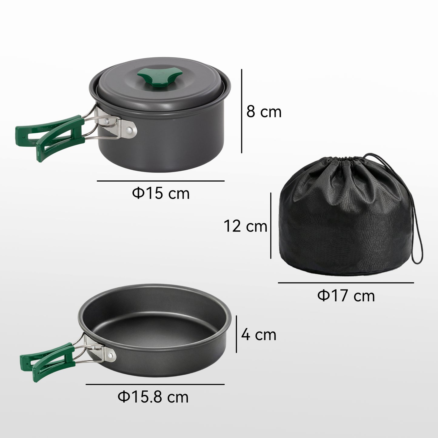 Camping Cookware Set, 8-Piece Ultralight Camping Cooking Kit Grey