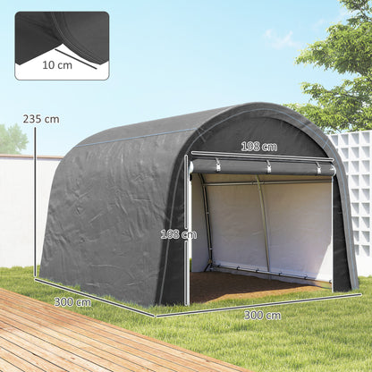 3 x 3(m) Garden Storage Tent, Heavy Duty Outdoor Shed, Grey