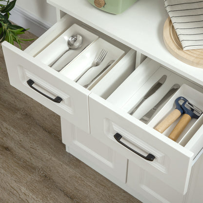 Kitchen Cupboard Storage Cabinet Adjustable Shelves, Countertop,White
