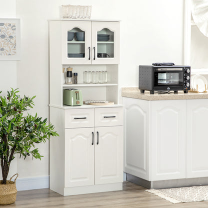 Kitchen Cupboard Storage Cabinet Adjustable Shelves, Countertop,White
