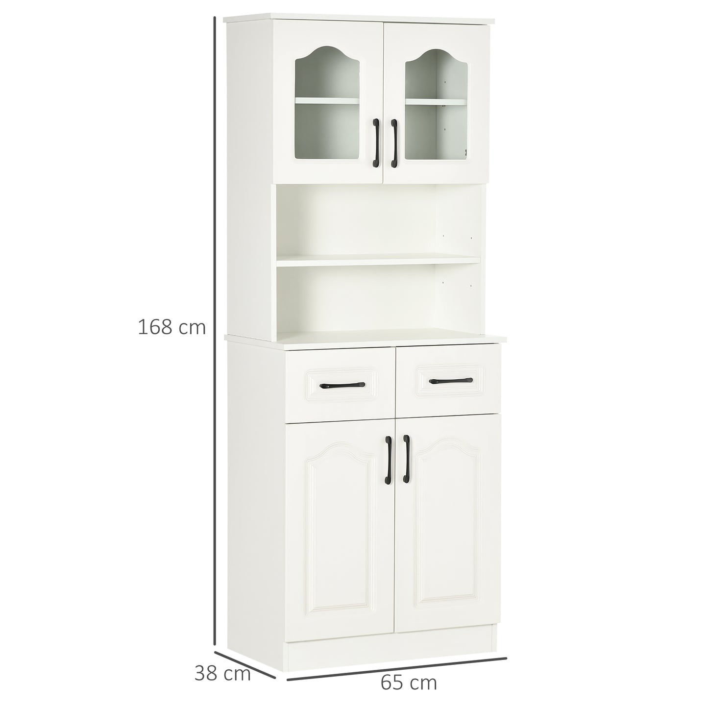 Kitchen Cupboard Storage Cabinet Adjustable Shelves, Countertop,White