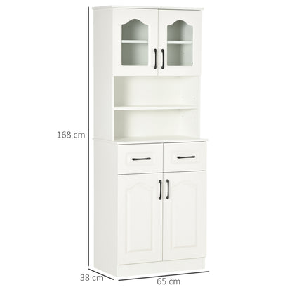 Kitchen Cupboard Storage Cabinet Adjustable Shelves, Countertop,White