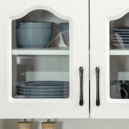 Kitchen Cupboard Storage Cabinet Adjustable Shelves, Countertop,White