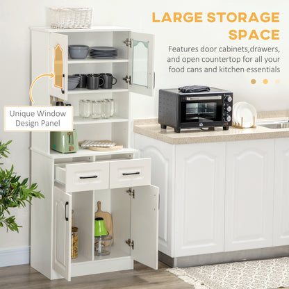 Kitchen Cupboard Storage Cabinet Adjustable Shelves, Countertop,White