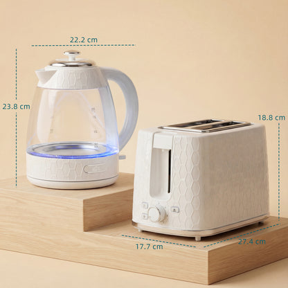 Kettle and Toaster Set with Limescale Filter, Crumb Tray, Cream