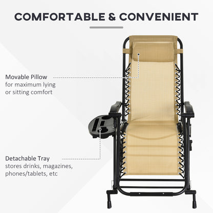 Folding Recliner Chair Outdoor Lounge Rocker Zero-Gravity Seat