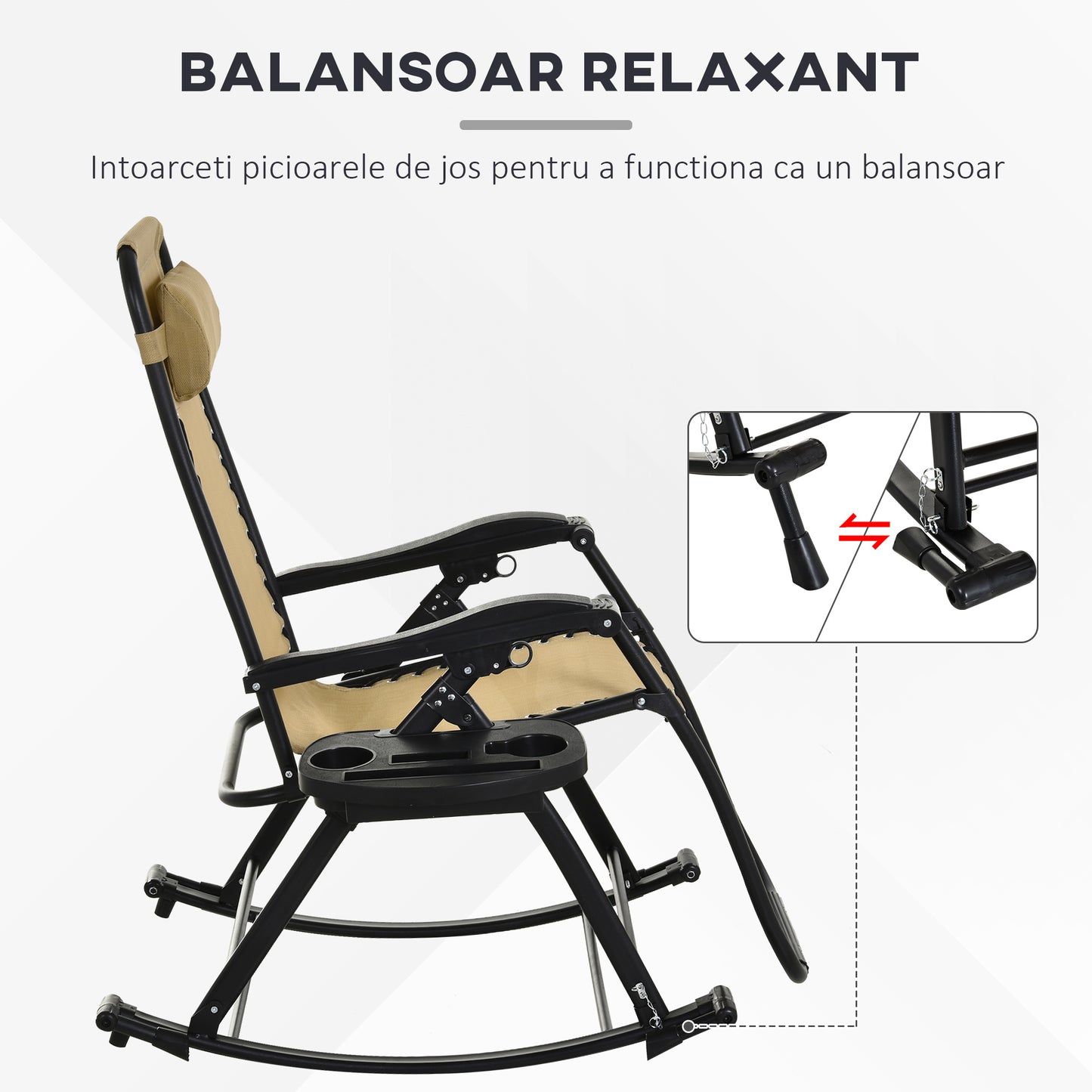 Folding Recliner Chair Outdoor Lounge Rocker Zero-Gravity Seat