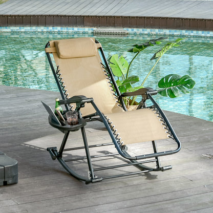 Folding Recliner Chair Outdoor Lounge Rocker Zero-Gravity Seat