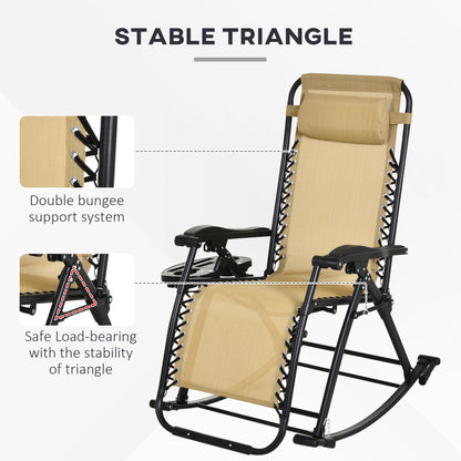 Folding Recliner Chair Outdoor Lounge Rocker Zero-Gravity Seat