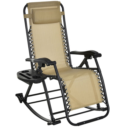 Folding Recliner Chair Outdoor Lounge Rocker Zero-Gravity Seat