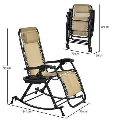 Folding Recliner Chair Outdoor Lounge Rocker Zero-Gravity Seat
