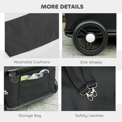 Foldable Dog Stroller with Safety Straps, Storage Bag, Black