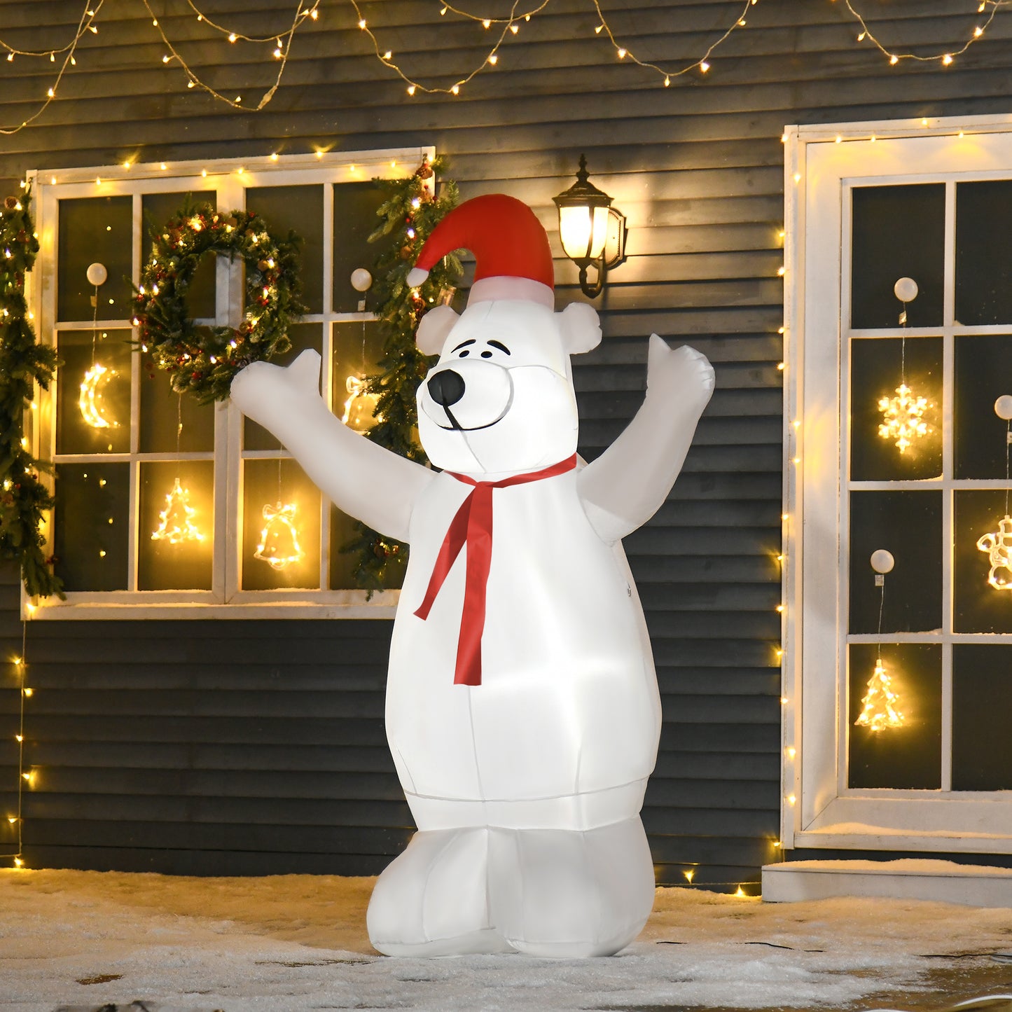 6ft Tall Outdoor Inflatable Bear Lighted Airblown Christmas Lawn Décor