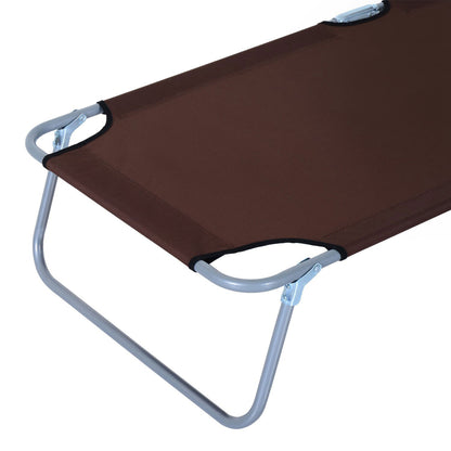Reclining Chair Sun Lounger Folding Lounger Seat with Sun Shade Awning Beach Garden Outdoor Patio Lounger Adjustable (Brown)