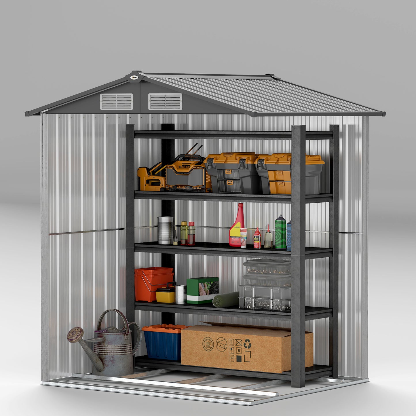 5ft x 4.3ft Outdoor Metal Storage Shed with Sliding Door Sloped Roof