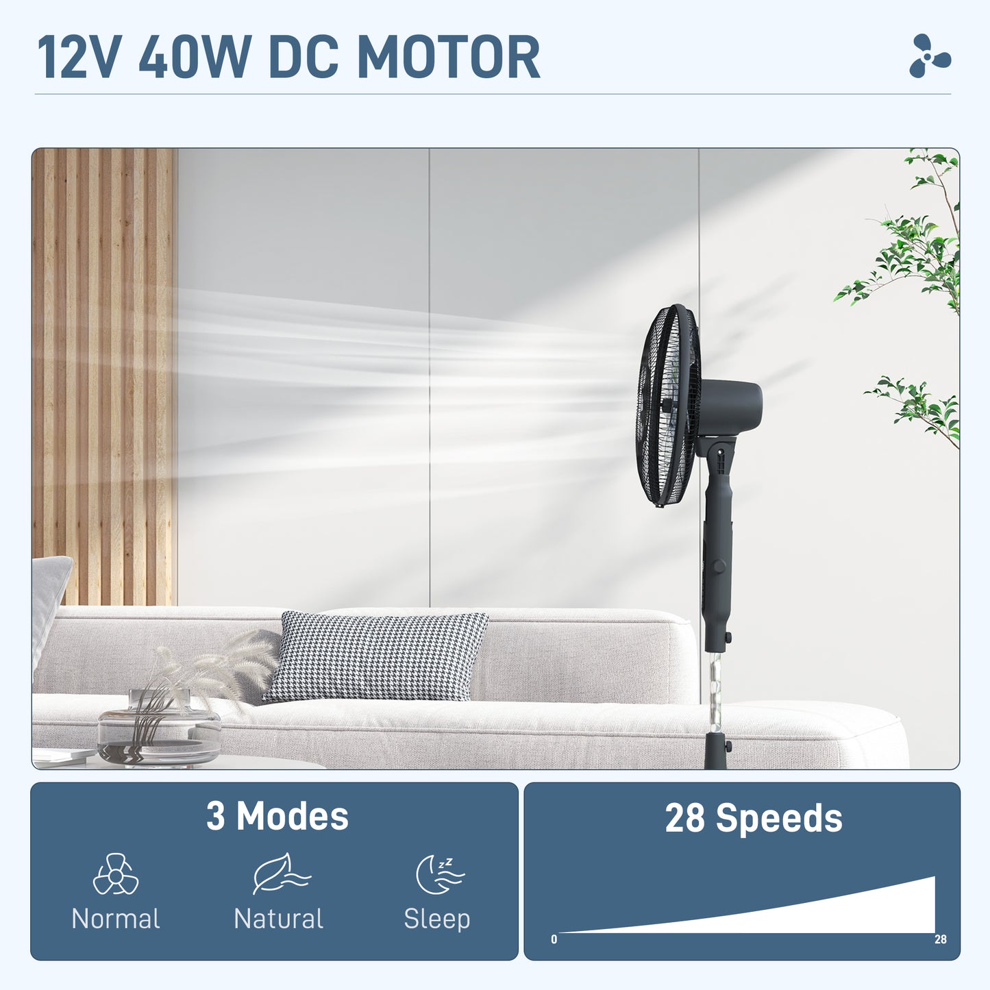 Standing Fan with 75 Degree Oscillation Mosquito Repellent Function