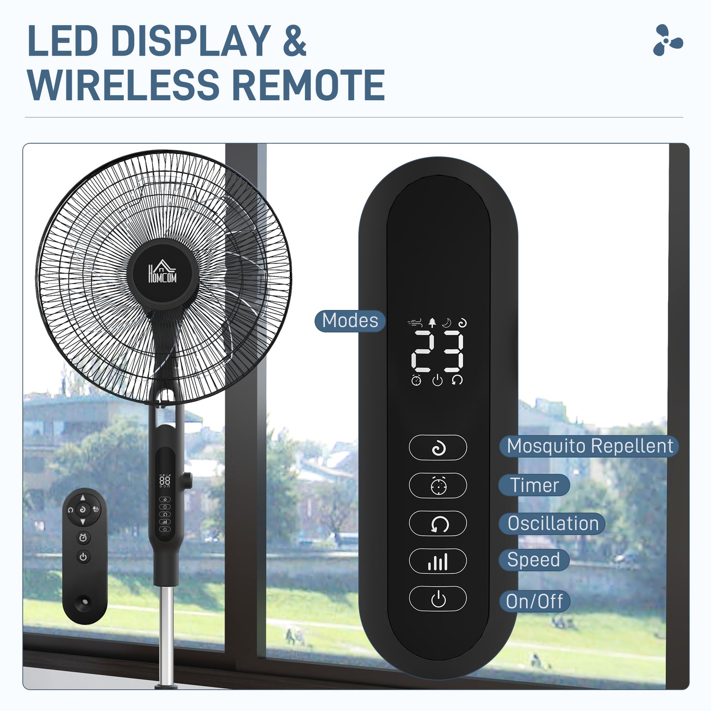 Standing Fan with 75 Degree Oscillation Mosquito Repellent Function