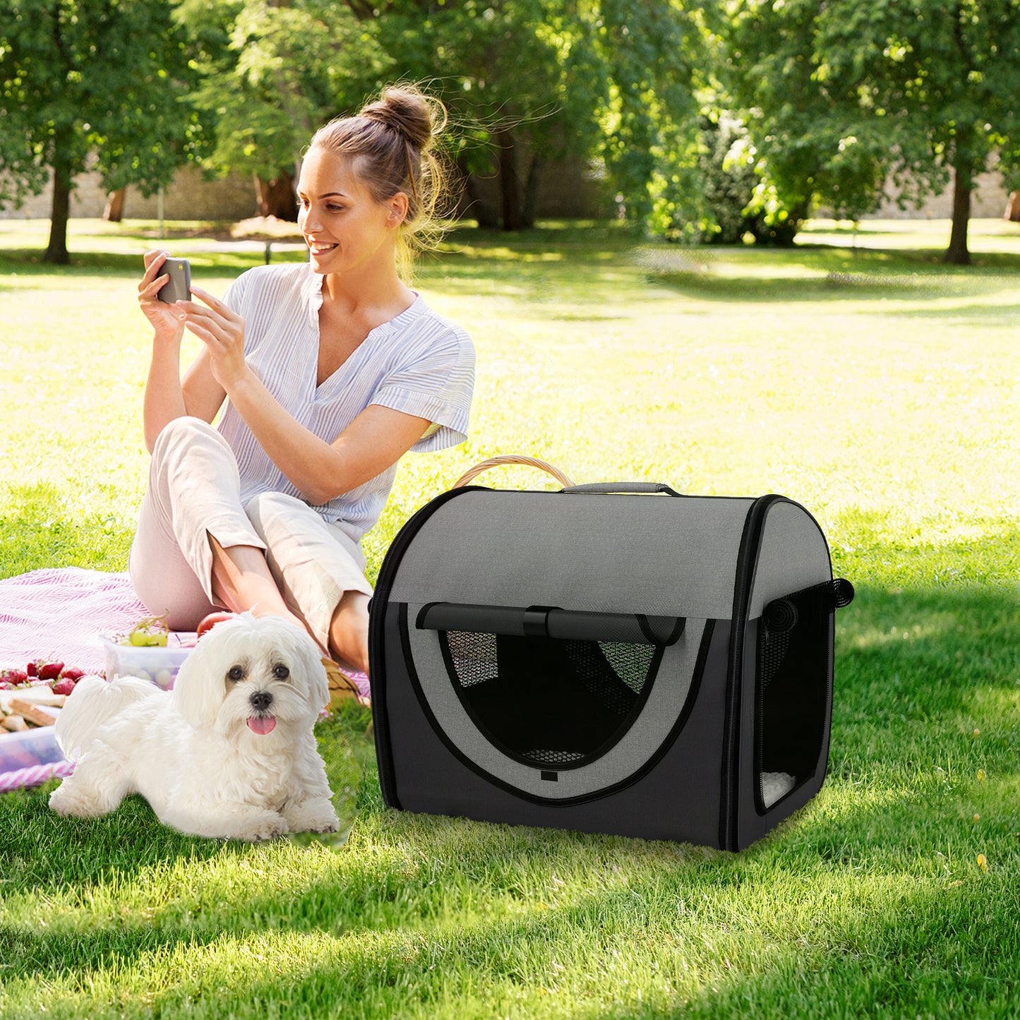 3 in 1 Pet Stroller with Detachable Carrier for Mini Dogs, Grey