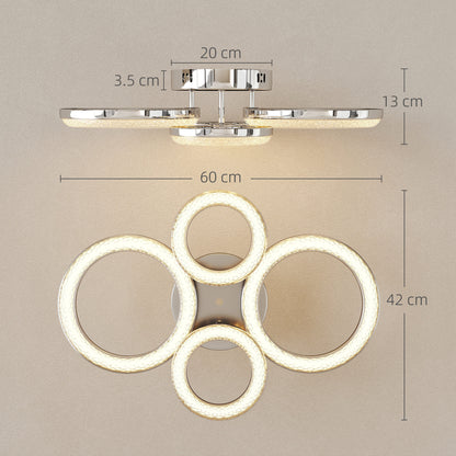 Modern 4-Ring Flush Mount Ceiling Light, LED Ceiling Light, Silver