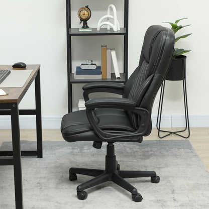 High Back Executive Office Chair with Adjustable Height Arms Black