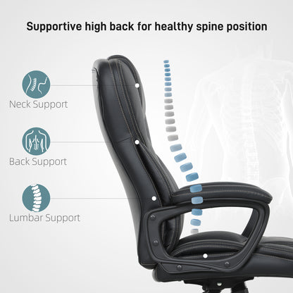 High Back Executive Office Chair with Adjustable Height Arms Black