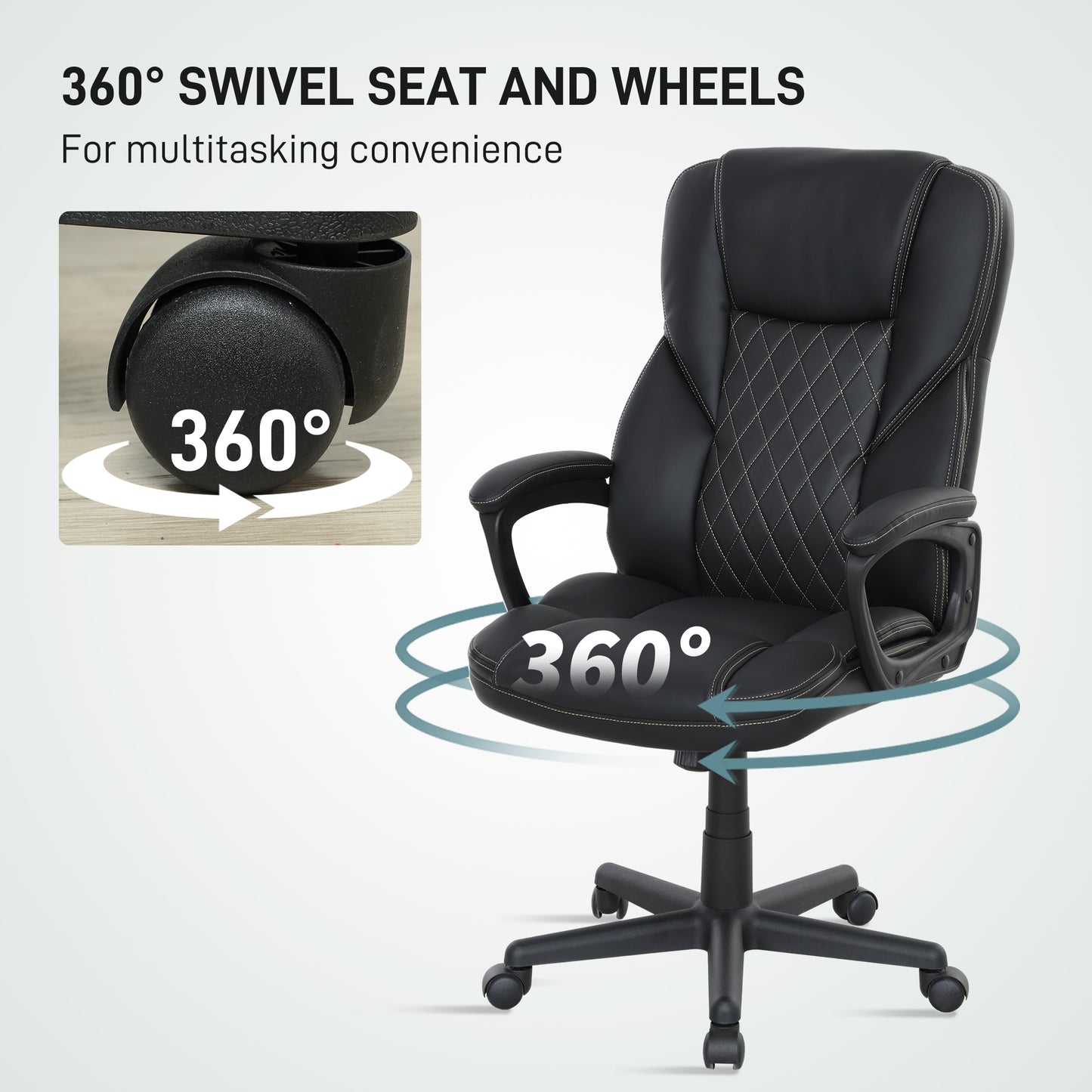 High Back Executive Office Chair with Adjustable Height Arms Black