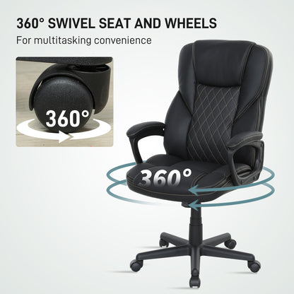 High Back Executive Office Chair with Adjustable Height Arms Black