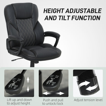 High Back Executive Office Chair with Adjustable Height Arms Black