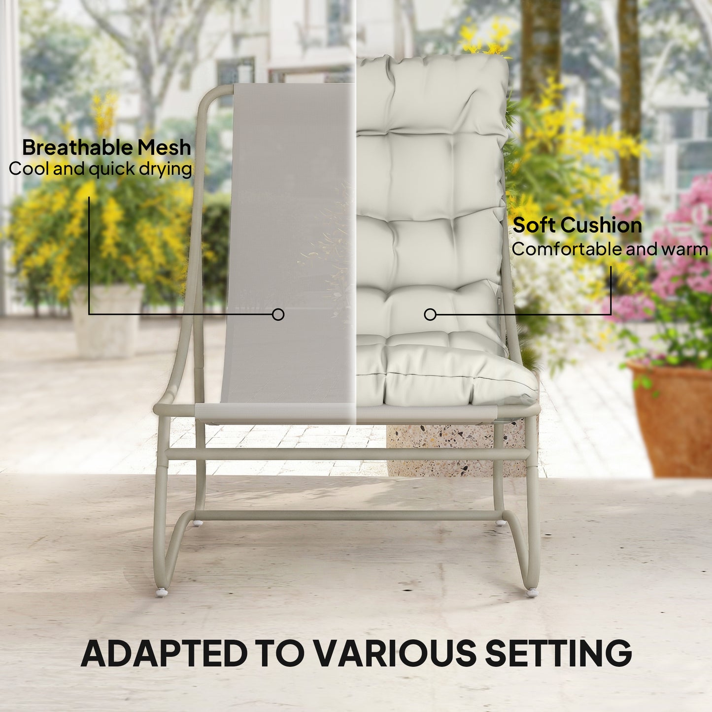 3 Piece Bistro Set, Outdoor Table and Chair Set with Footstool