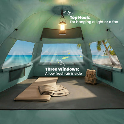 Pop Up Beach Tent for 2-3 Person with Carry Bag, UPF15+, Green