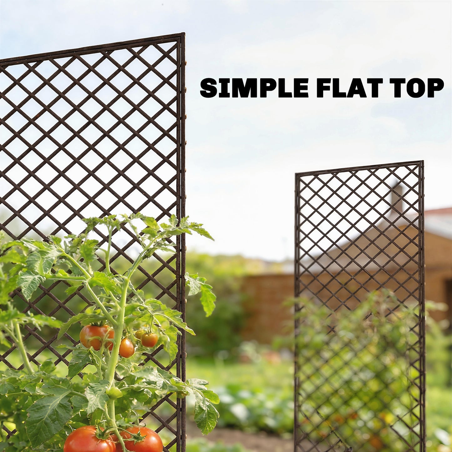 Garden Arch, Wicker Trellis Support Frame with Flat Top, Natural