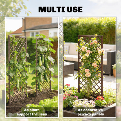 Garden Arch, Wicker Trellis Support Frame with Flat Top, Natural