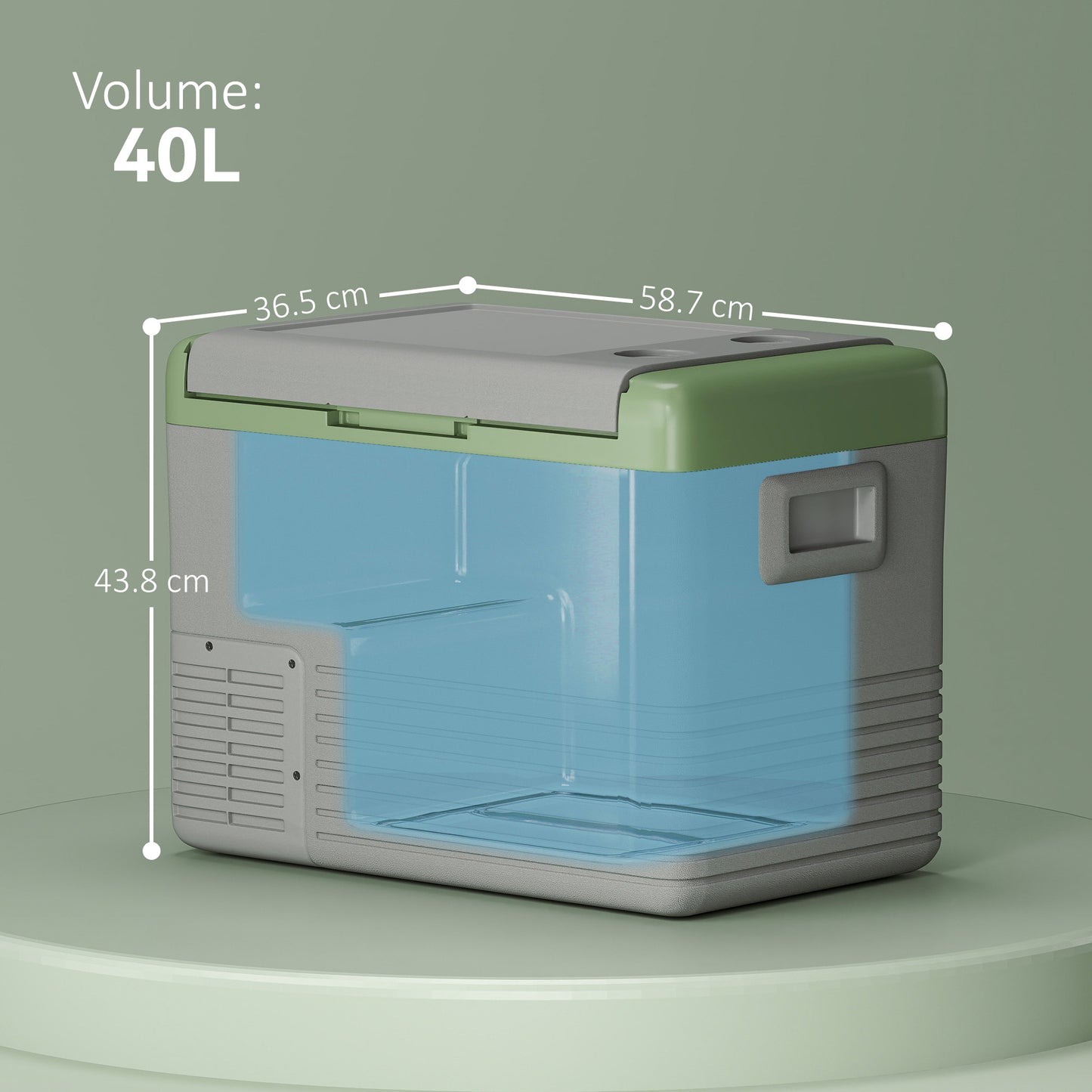 40L Car Refrigerator 12V Portable Freezer for Camping, Light Green