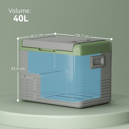 40L Car Refrigerator 12V Portable Freezer for Camping, Light Green