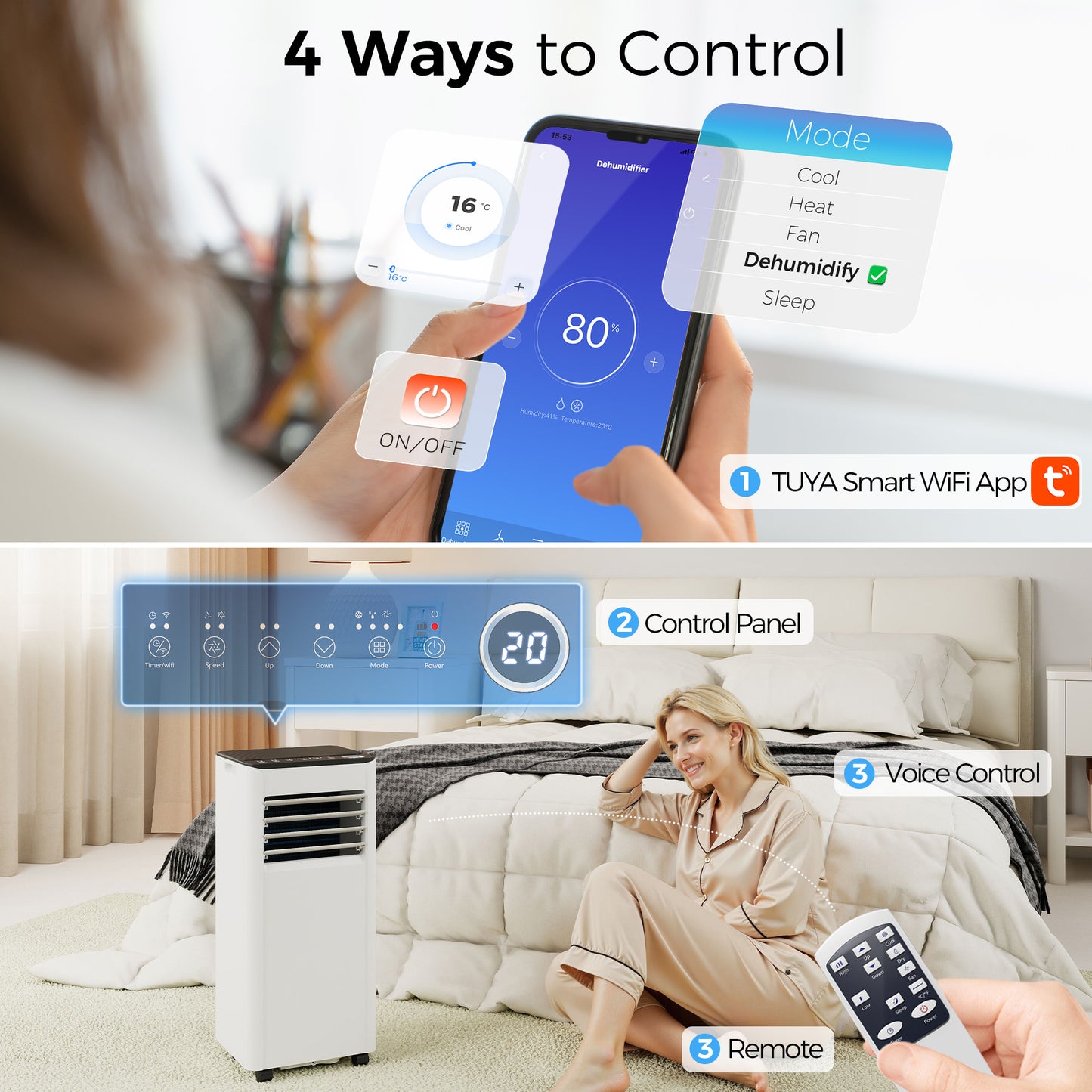 Portable Air Conditioner 7000 BTU, 4-in-1 Air Conditioning Unit