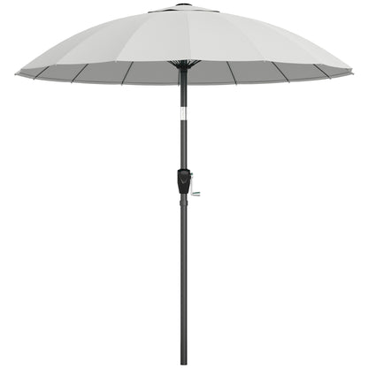 2m Shanghai Garden Parasol Umbrella, Outdoor Sun Shade, Light Grey