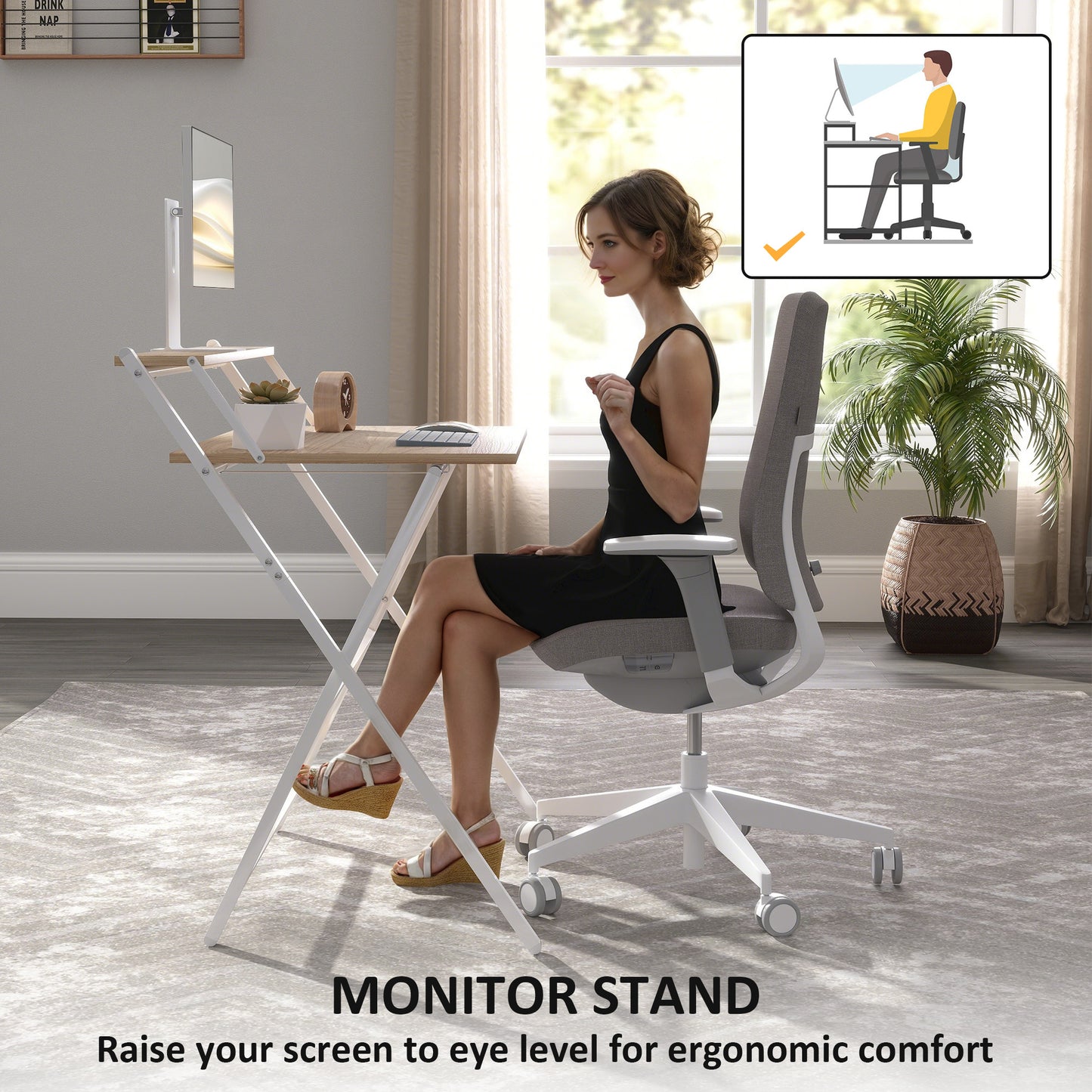 81.5 cm Folding Computer Desk for Small Spaces Bedroom Natural