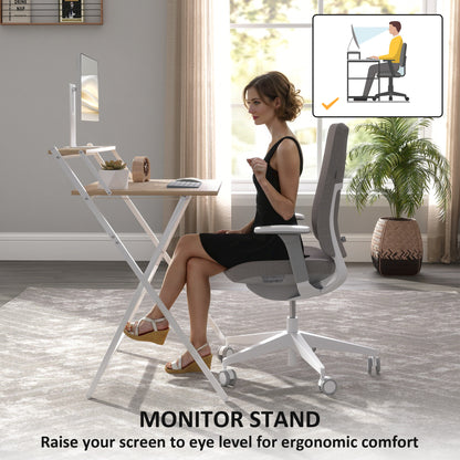 81.5 cm Folding Computer Desk for Small Spaces Bedroom Natural