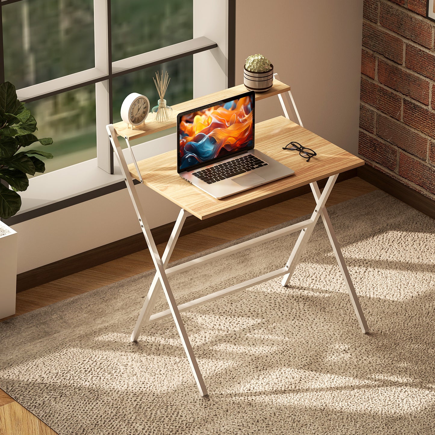 81.5 cm Folding Computer Desk for Small Spaces Bedroom Natural