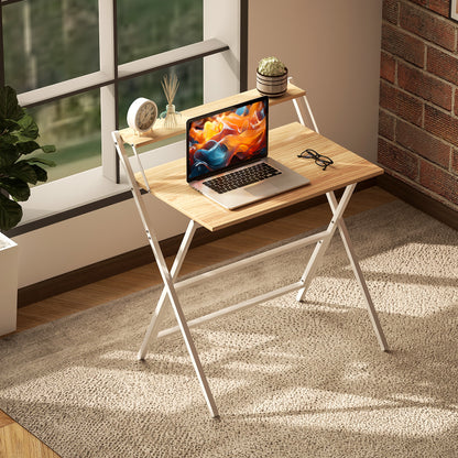 81.5 cm Folding Computer Desk for Small Spaces Bedroom Natural