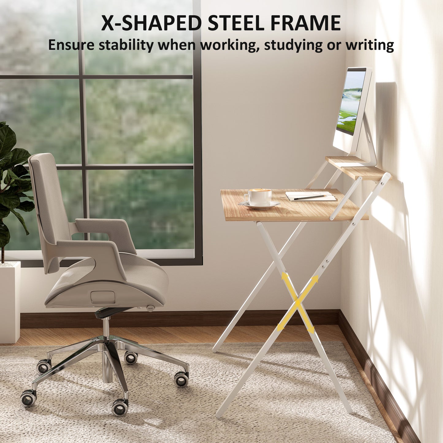 81.5 cm Folding Computer Desk for Small Spaces Bedroom Natural