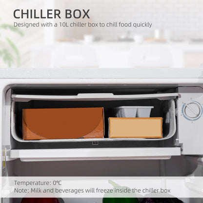 91 Litre Freestanding Under Counter Fridge Freezer, Small Fridge with Chiller Box, Adjustable Thermostat, 47.5cm Wide, White