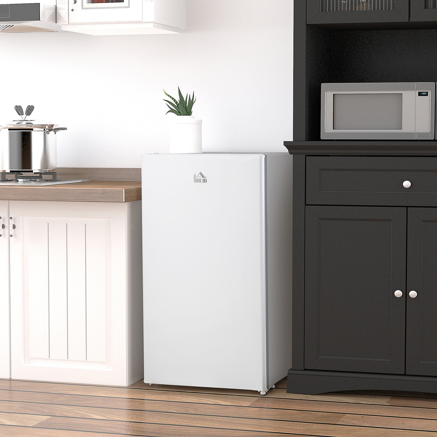 91 Litre Freestanding Under Counter Fridge Freezer, Small Fridge with Chiller Box, Adjustable Thermostat, 47.5cm Wide, White