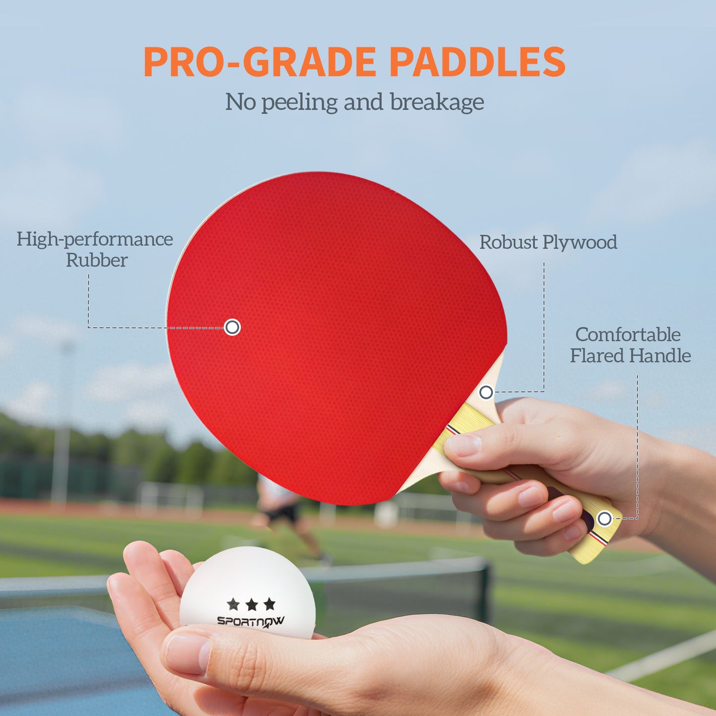 Table Tennis Rackets, Portable Table Tennis Set w/ 4 Bats, 8 Balls