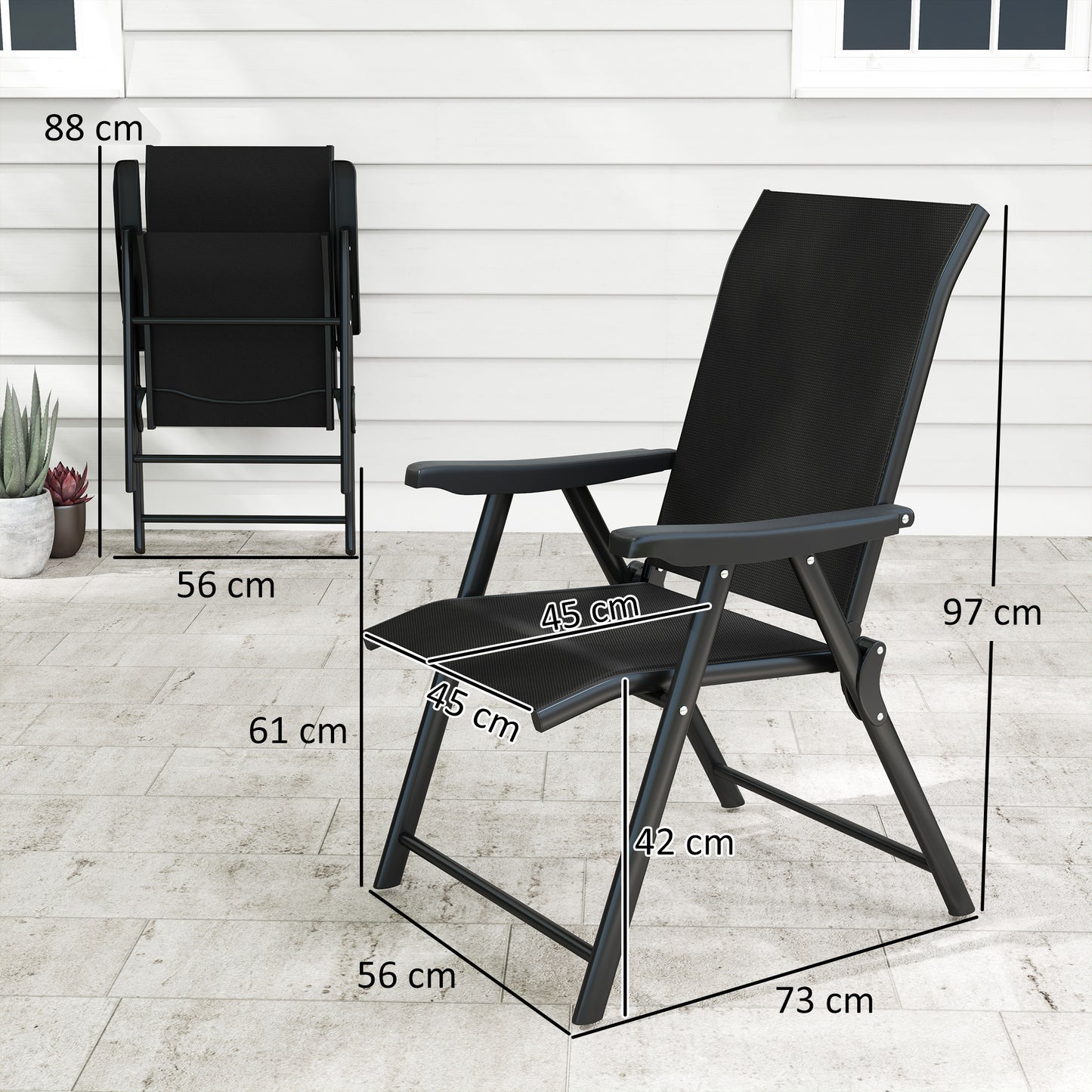 2PCS Folding Chair w/ Breathable Mesh Fabric Seat, Black
