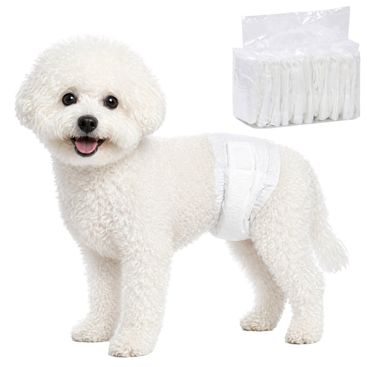 Disposable Dog Diapers Male, 48 Count Absorbent Dog Nappies, Puppy Sanitary Wraps Panties for Incontinence or Excitable Urination and Training, M, 45-64 cm